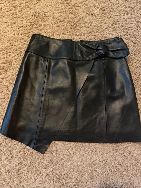 Gianni Bini Dresses & Skirts - Gianni Bini Black Faux Leather Mini Skirt with Buckle Accent